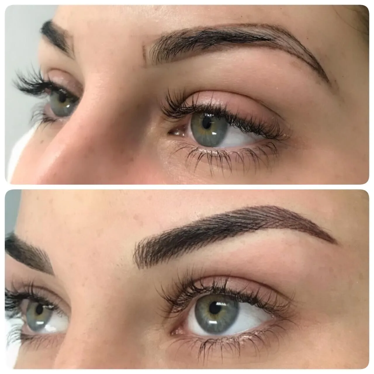 Before and after brow transformation