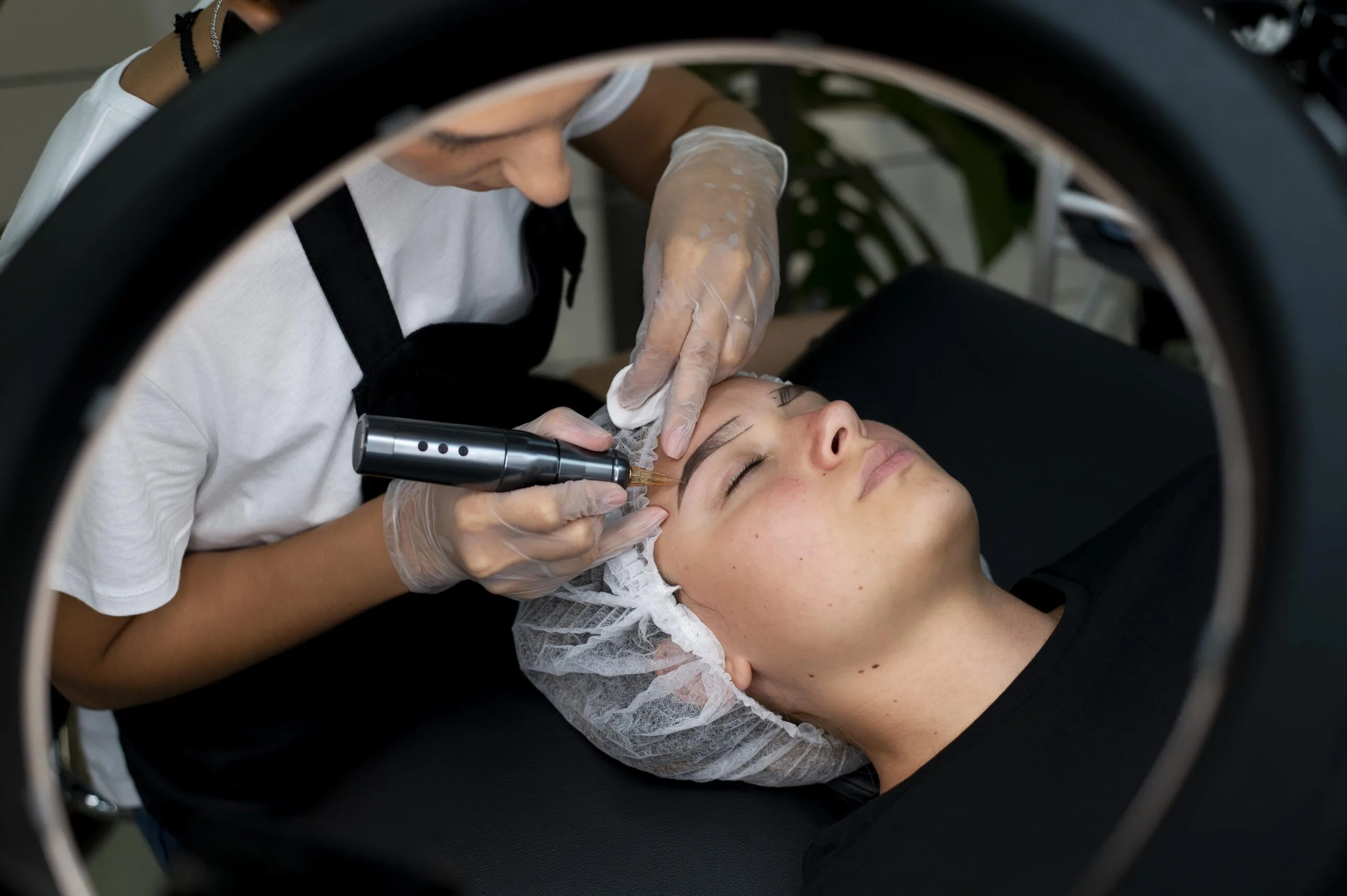 Microblading treatment in progress